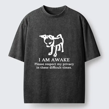 Tokyo-Tiger Silly Dog Privacy Meme Art Washed T-Shirt