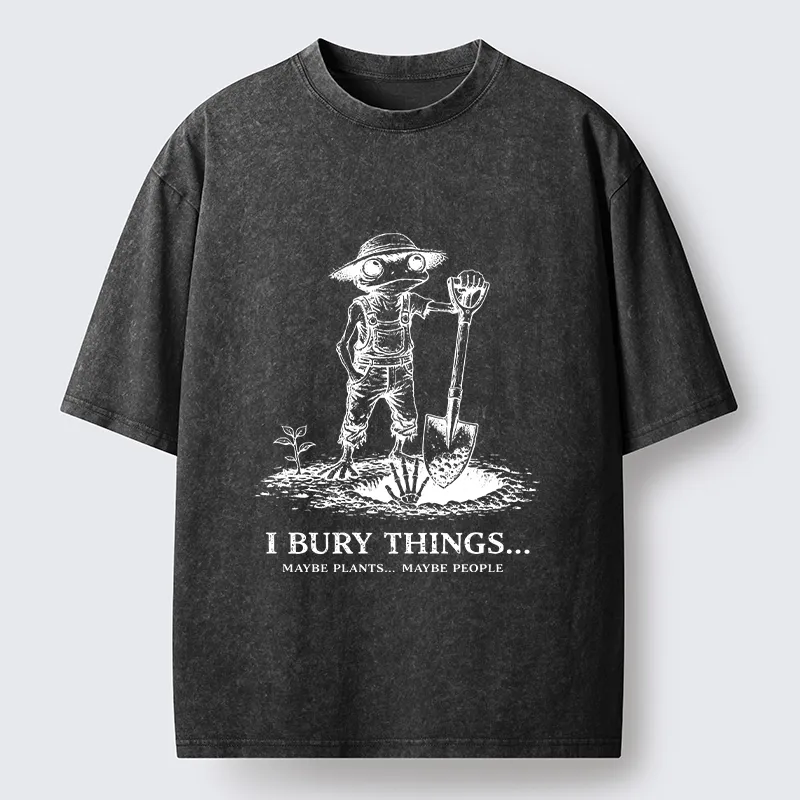 Tokyo-Tiger Frog Bury Things Funny Meme Washed T-Shirt