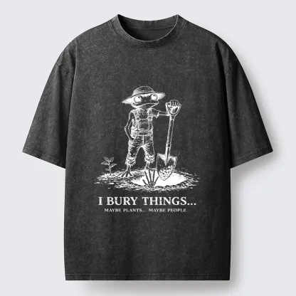 Tokyo-Tiger Frog Bury Things Funny Meme Washed T-Shirt