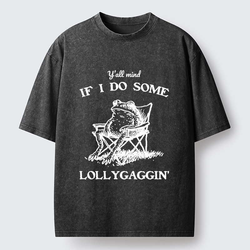 Tokyo-Tiger Funny Frog Lollygagging Washed T-Shirt