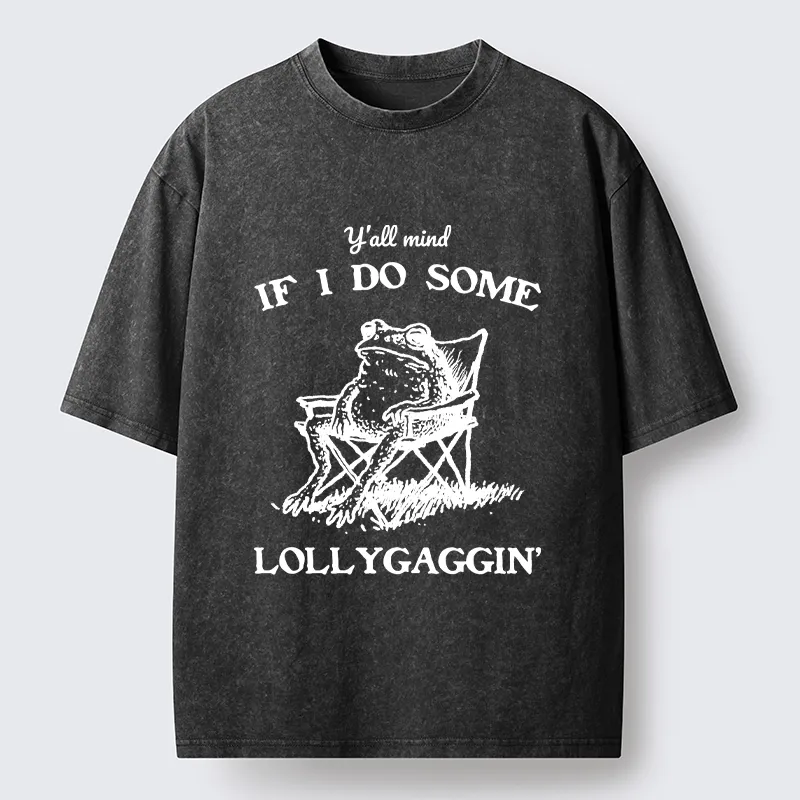 Tokyo-Tiger Funny Frog Lollygagging Washed T-Shirt