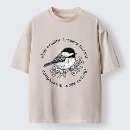Tokyo-Tiger Anti Cruelty Bird Washed T-Shirt