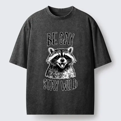 Tokyo-Tiger Pride Raccoon Art Washed T-Shirt