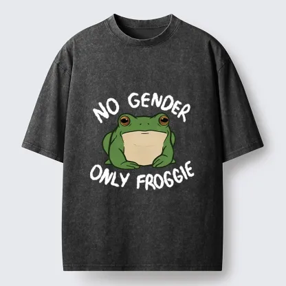 Tokyo-Tiger Funny Frog Declares Identity Freedom Washed T-Shirt