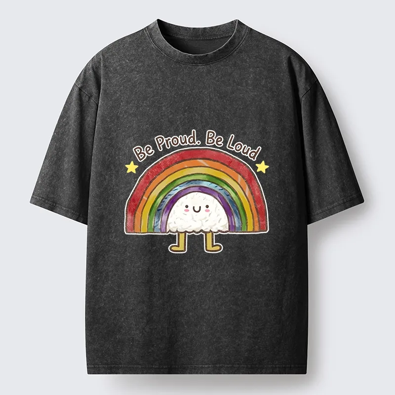 Tokyo-Tiger Rainbow Rice Ball Pride Art Washed T-Shirt