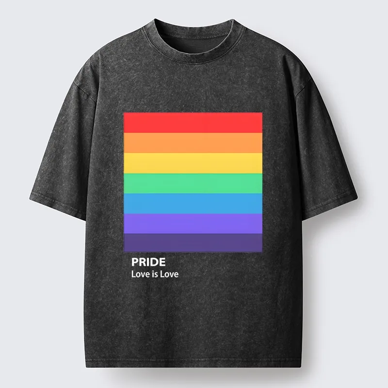 Tokyo-Tiger Pride Month Rainbow Flag Art Washed T-Shirt