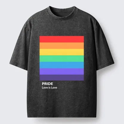 Tokyo-Tiger Pride Month Rainbow Flag Art Washed T-Shirt