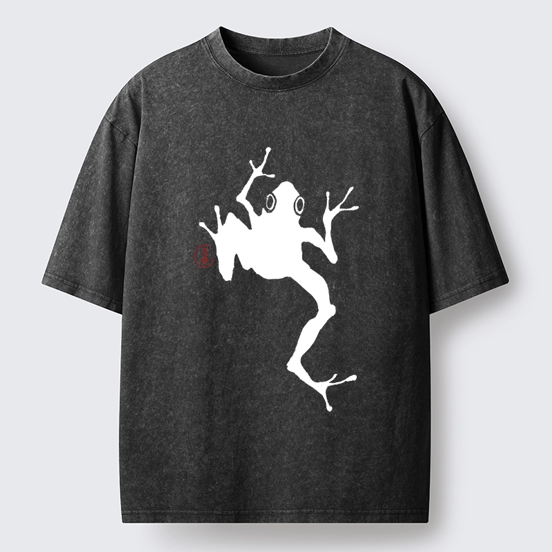 Tokyo-Tiger Japanese Frog Ink Wash Washed T-Shirt