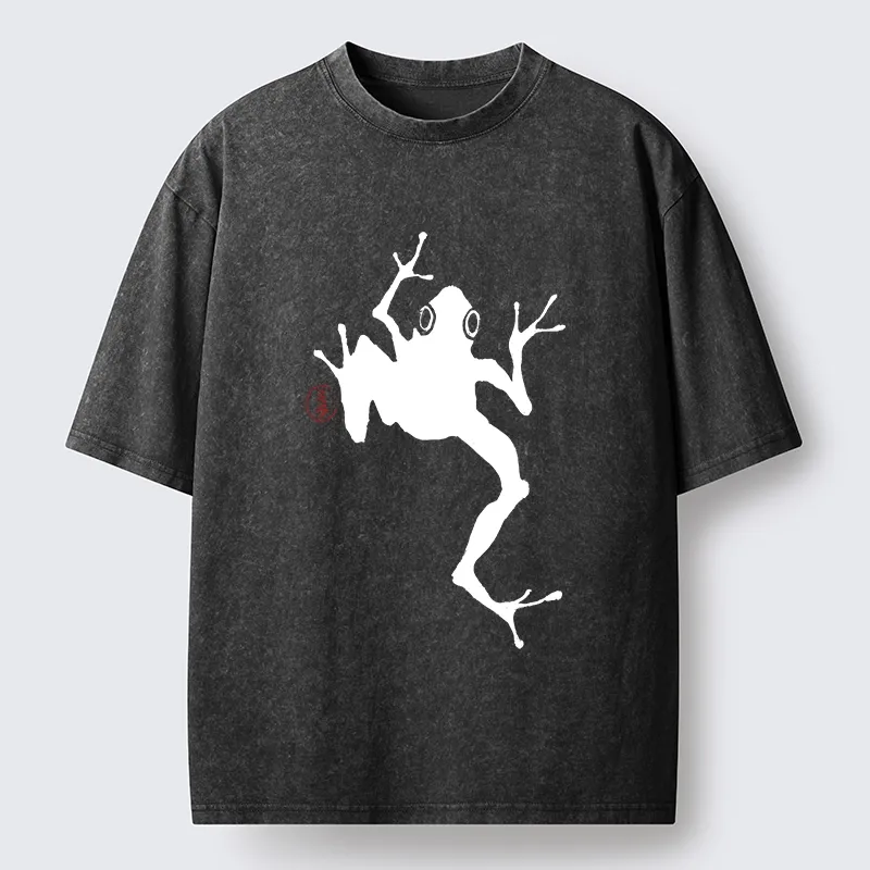 Tokyo-Tiger Japanese Frog Ink Wash Washed T-Shirt