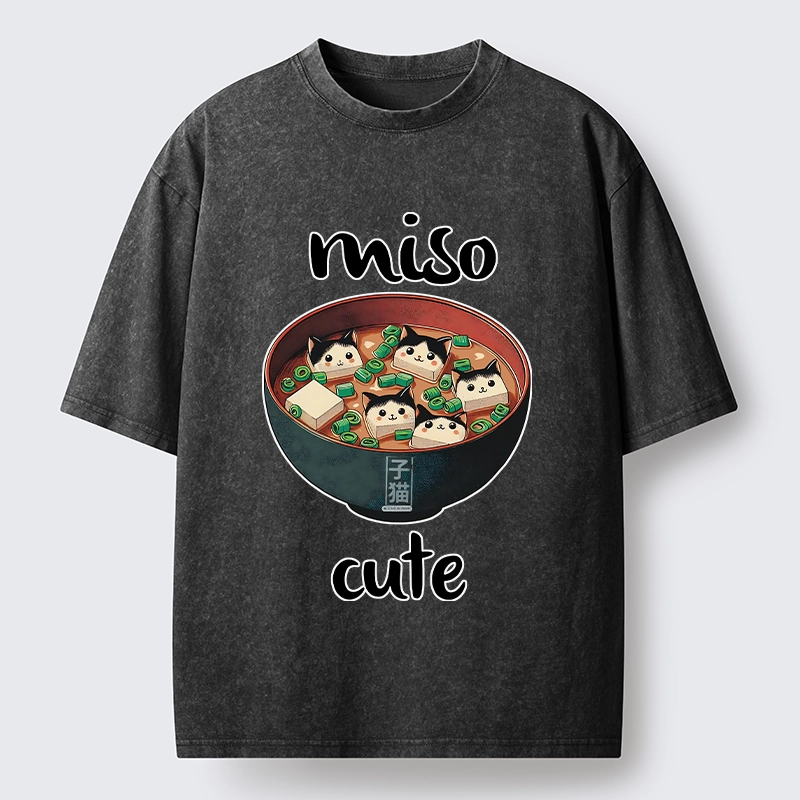 Tokyo-Tiger Cats In A Bowl Of Miso Washed T-Shirt