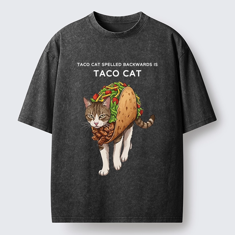 Tokyo-Tiger Cat In A Taco Shell Washed T-Shirt