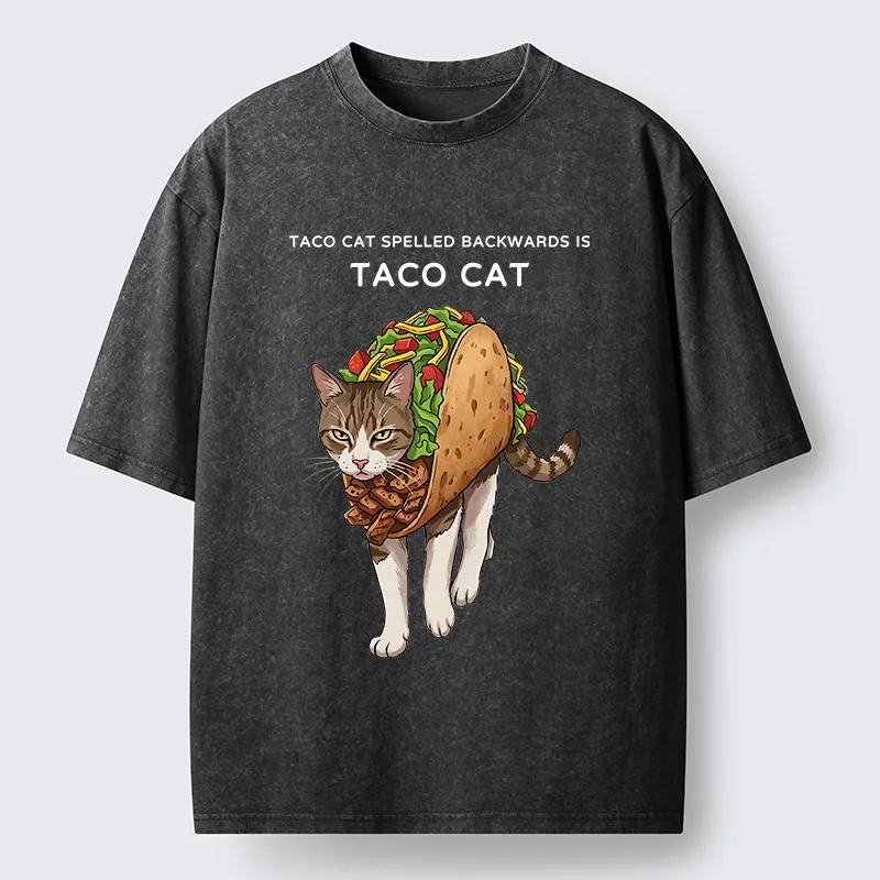 Tokyo-Tiger Cat In A Taco Shell Washed T-Shirt
