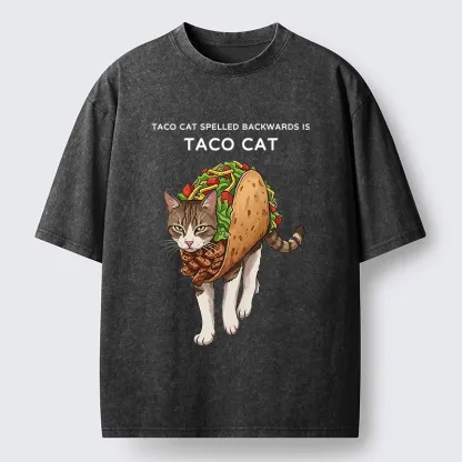 Tokyo-Tiger Cat In A Taco Shell Washed T-Shirt