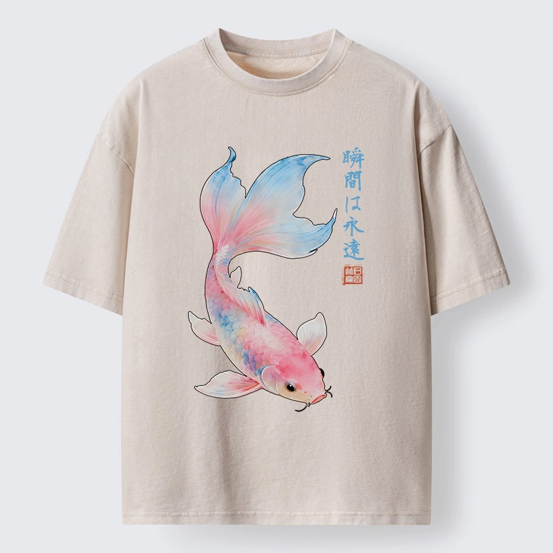 Tokyo-Tiger Koi Fish Dreamy Hues Washed T-Shirt