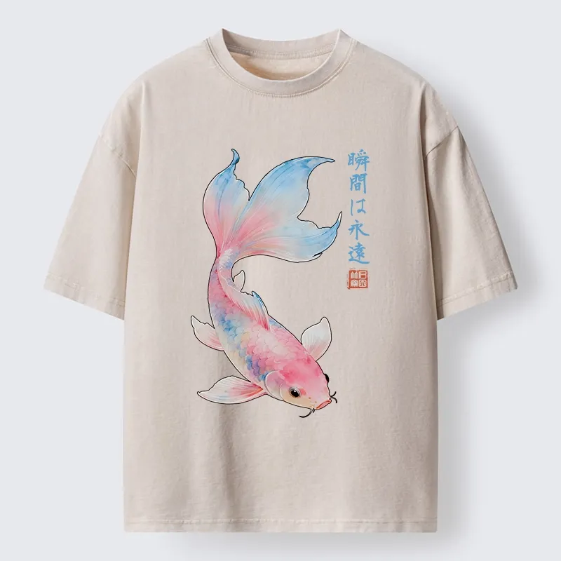 Tokyo-Tiger Koi Fish Dreamy Hues Washed T-Shirt