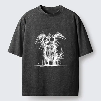 Tokyo-Tiger Scruffy Dog Chaos Funny Washed T-Shirt
