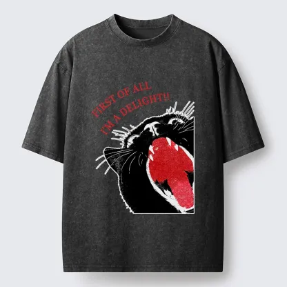 Tokyo-Tiger Funny Cat Yelling Quote Meme Washed T-Shirt