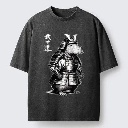 Tokyo-Tiger Capybara Samurai No Fear Washed T-Shirt