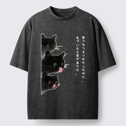Tokyo-Tiger Cats Who Forgot They Stuck Tongues Out Washed T-Shirt