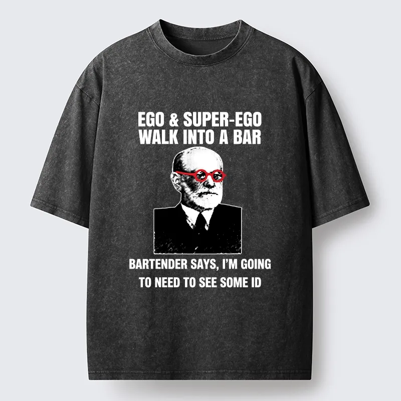 Tokyo-Tiger Funny Psychology Bar Joke Washed T-Shirt