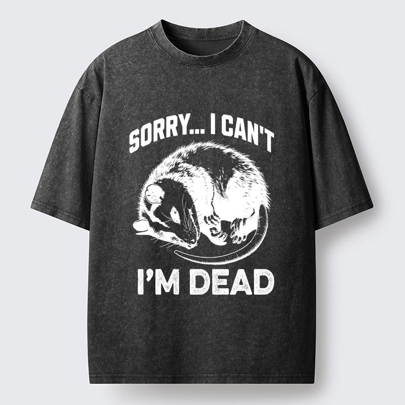 Tokyo-Tiger Funny Opossum Playing Dead Washed T-Shirt