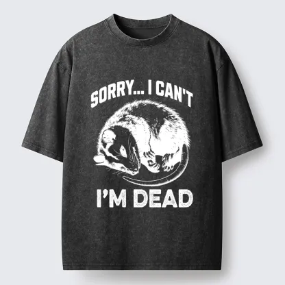 Tokyo-Tiger Funny Opossum Playing Dead Washed T-Shirt