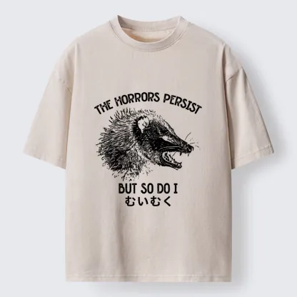 Tokyo-Tiger Raccoon Dark Humor Quote Washed T-Shirt