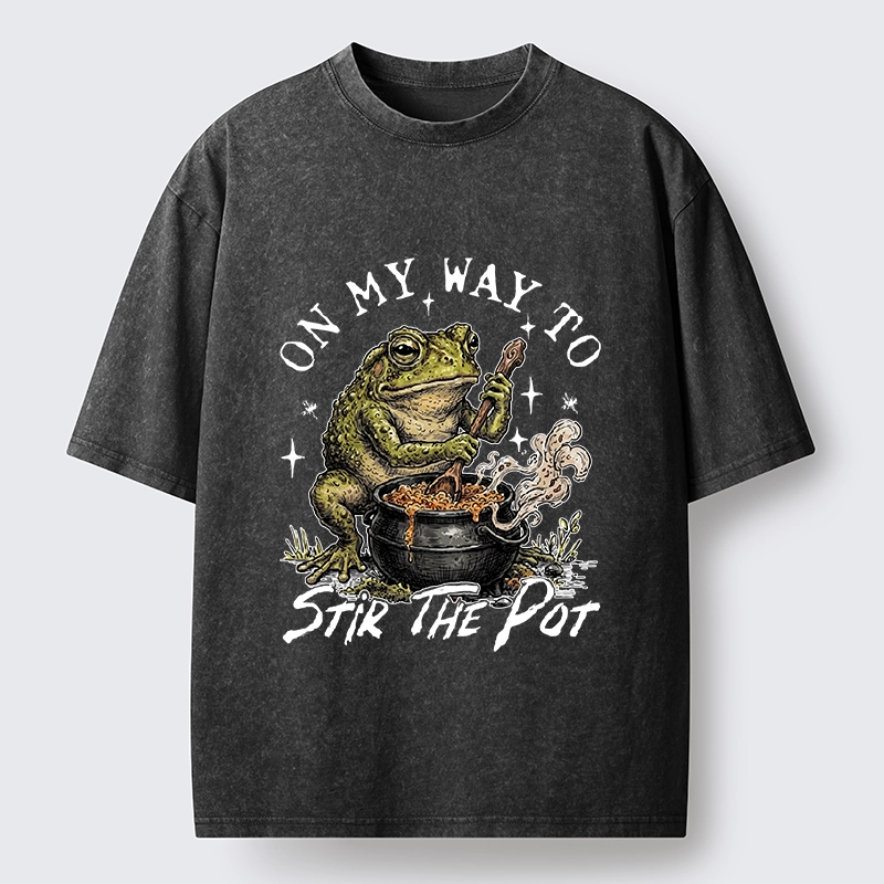 Tokyo-Tiger Frog On My Way To Stir The Pot Washed T-Shirt