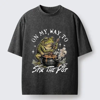 Tokyo-Tiger Frog On My Way To Stir The Pot Washed T-Shirt