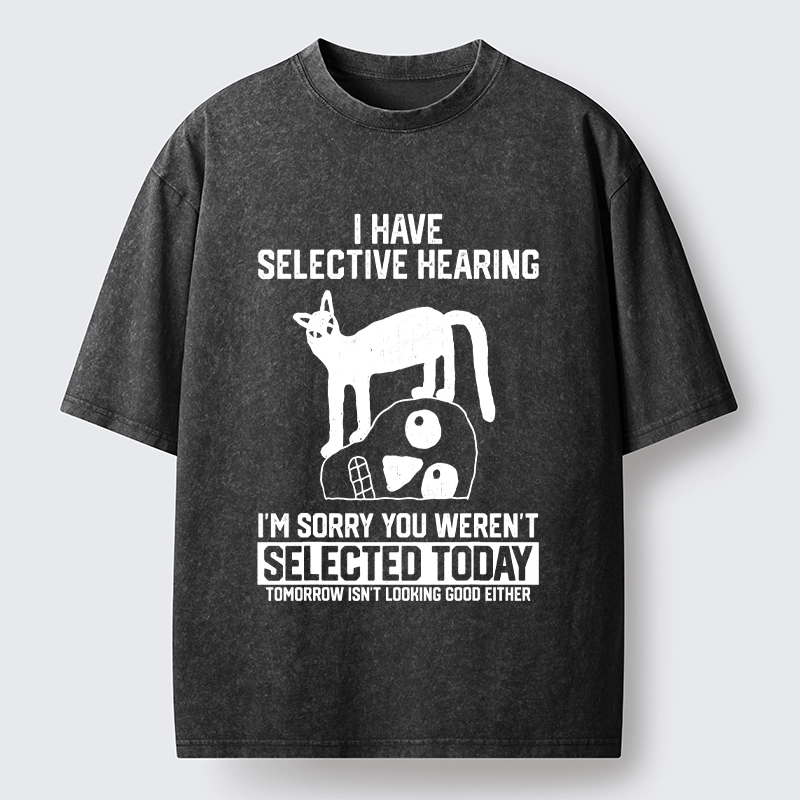 Tokyo-Tiger Cat Selective Hearing Funny Meme Washed T-Shirt