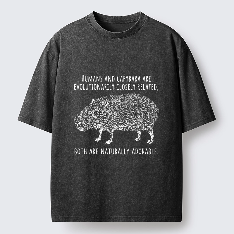 Tokyo-Tiger Capybara And Humans Are Cousins Washed T-Shirt