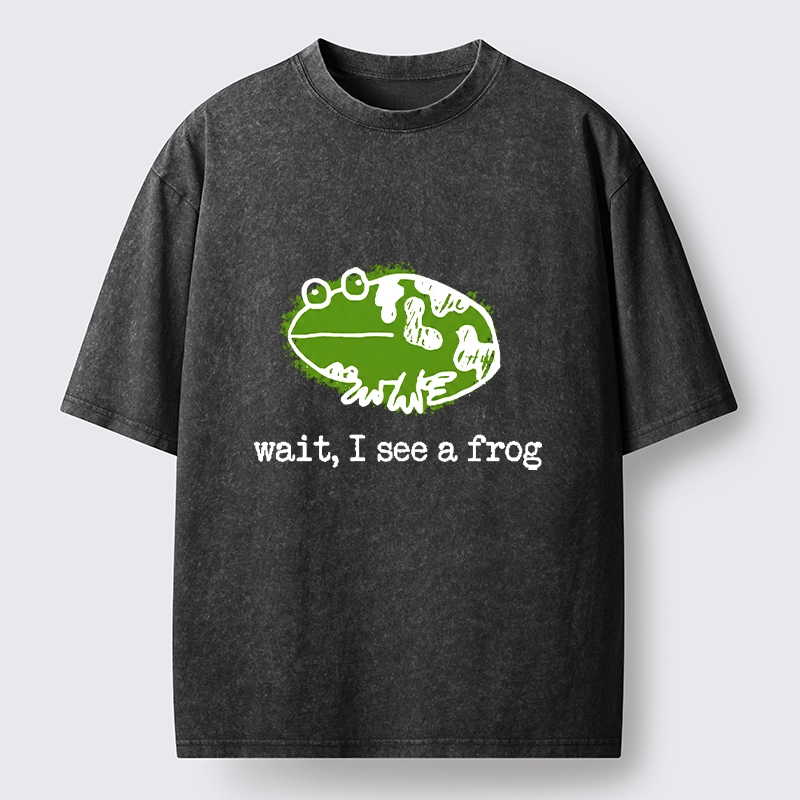 Tokyo-Tiger Silly Frog Doodle Art Washed T-Shirt