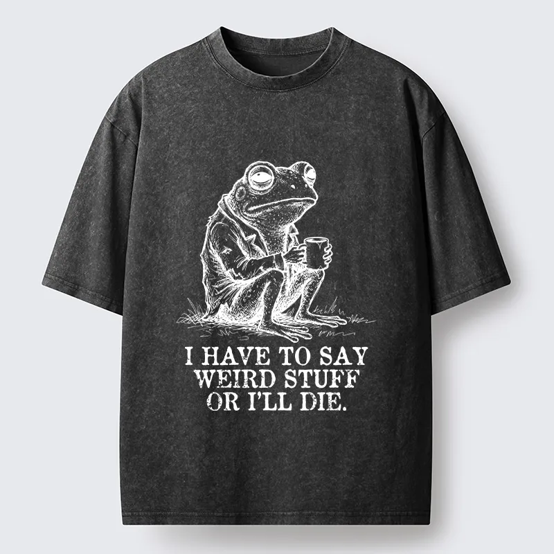 Tokyo-Tiger Frog In Suit Drinking Coffee Washed T-Shirt