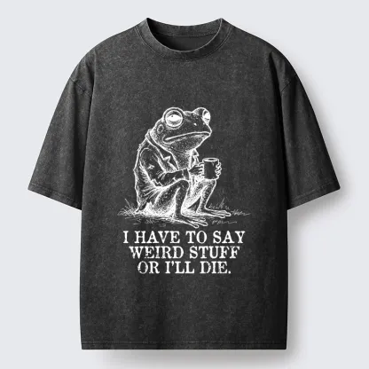 Tokyo-Tiger Frog In Suit Drinking Coffee Washed T-Shirt