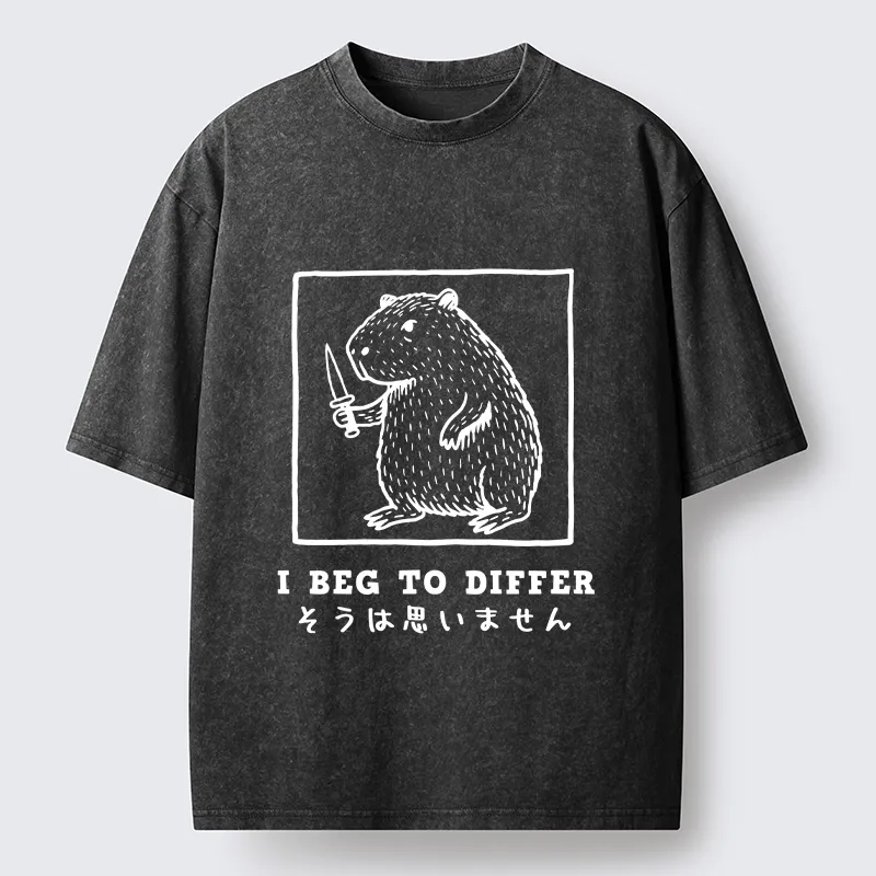 Tokyo-Tiger Sassy Capybara Holding A Blade Washed T-Shirt
