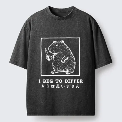 Tokyo-Tiger Sassy Capybara Holding A Blade Washed T-Shirt