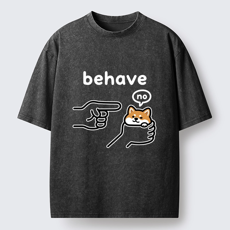 Tokyo-Tiger Funny Shiba Refusing To Behave Washed T-Shirt