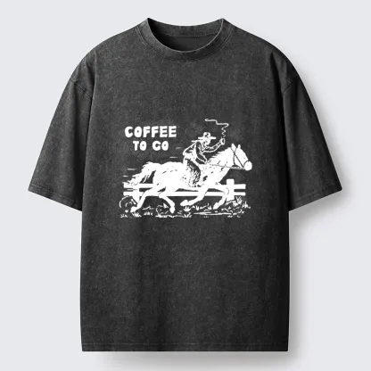 Tokyo-Tiger Cowboy With Coffee To Go Washed T-Shirt