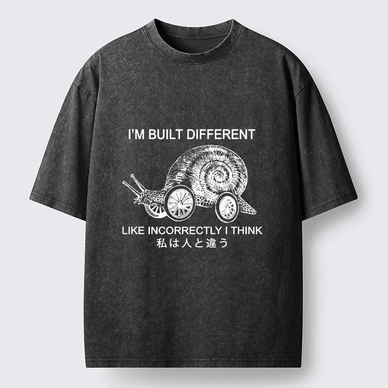 Tokyo-Tiger Snail Built Different With Wheels Joke Washed T-Shirt