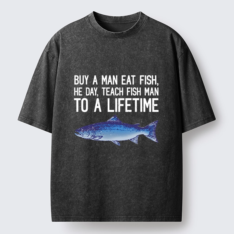 Tokyo-Tiger Sarcastic Fish Proverb Meme With Salmon Washed T-Shirt
