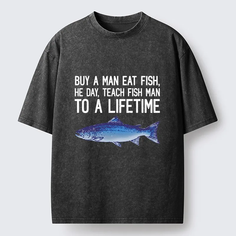 Tokyo-Tiger Sarcastic Fish Proverb Meme With Salmon Washed T-Shirt