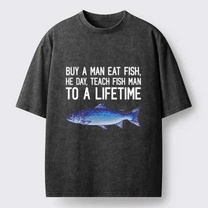 Tokyo-Tiger Sarcastic Fish Proverb Meme With Salmon Washed T-Shirt