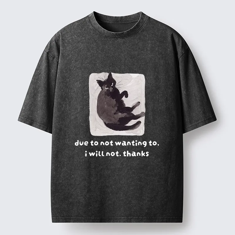 Tokyo-Tiger Cat Says No Thanks Funny Vibe Washed T-Shirt