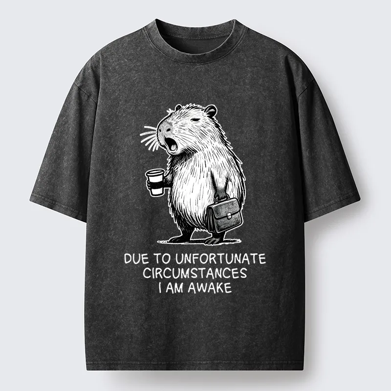 Tokyo-Tiger Capybara Is Awake Against Its Will Washed T-Shirt