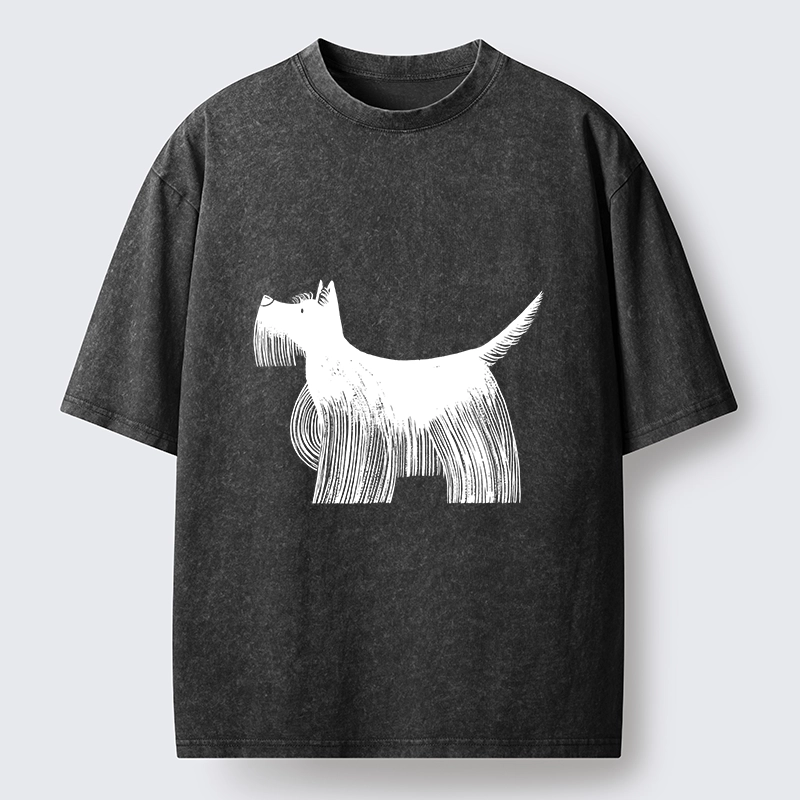 Tokyo-Tiger Minimalist Dog Art That Pops Off Washed T-Shirt