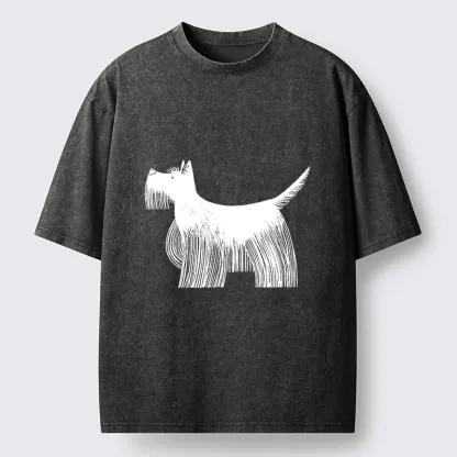 Tokyo-Tiger Minimalist Dog Art That Pops Off Washed T-Shirt