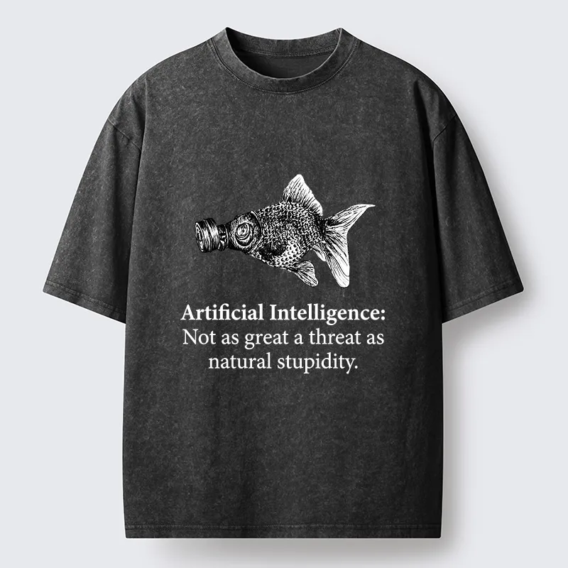 Tokyo-Tiger Natural Stupidity Beats AI Every Time Washed T-Shirt
