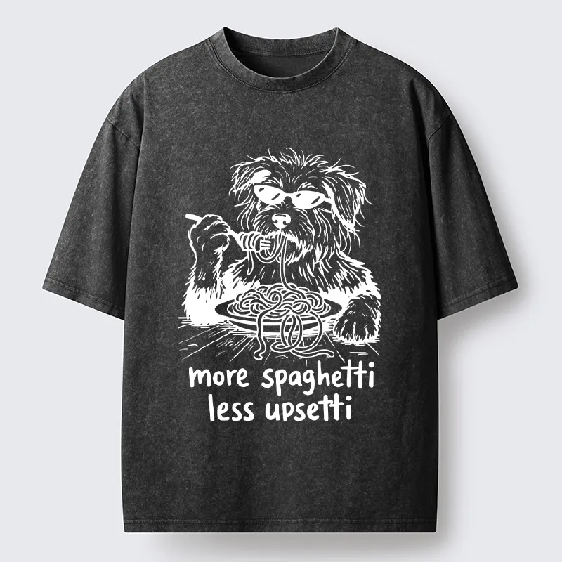 Tokyo-Tiger Cool Dog Eating Spaghetti Like A Boss Washed T-Shirt
