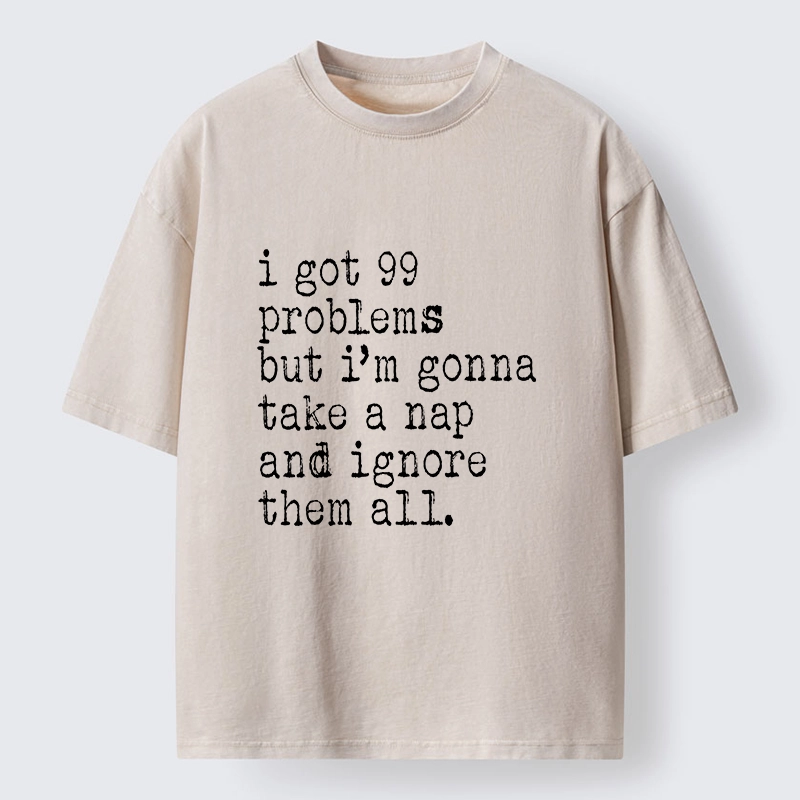 Tokyo-Tiger Lazy Mood Take A Nap Washed T-Shirt