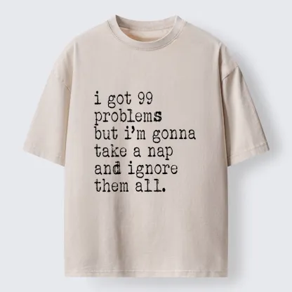 Tokyo-Tiger Lazy Mood Take A Nap Washed T-Shirt